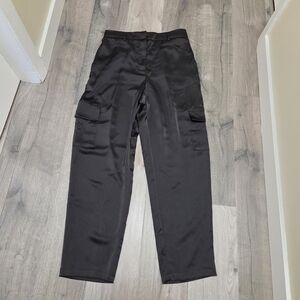 Rachel Zoe Black Satin Cargo Pants